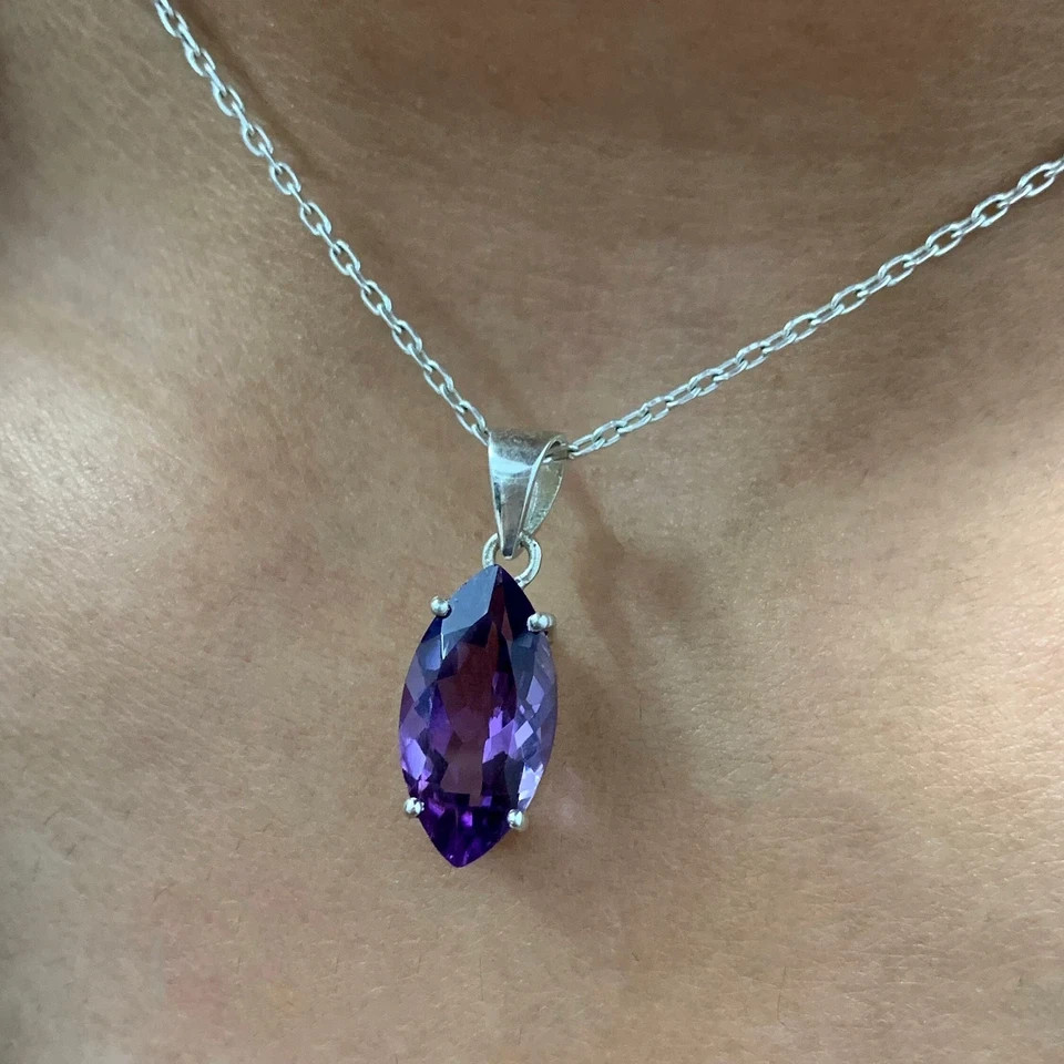 20 Ct Natural Purple Sapphire Marquise 925 Solid Silver Pendant Loose Gemstone