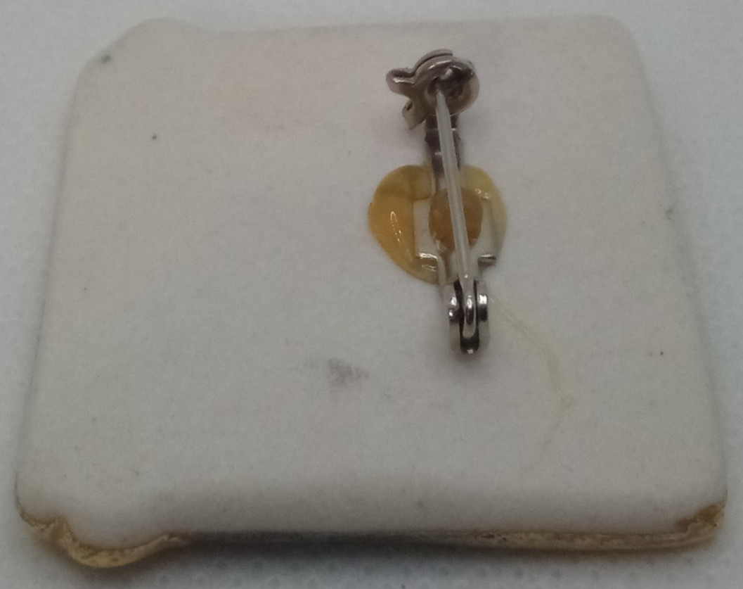 Vintage Ceramic Enamel Flower Pots On Window Sill Brooch Pin Gold Tone Accents