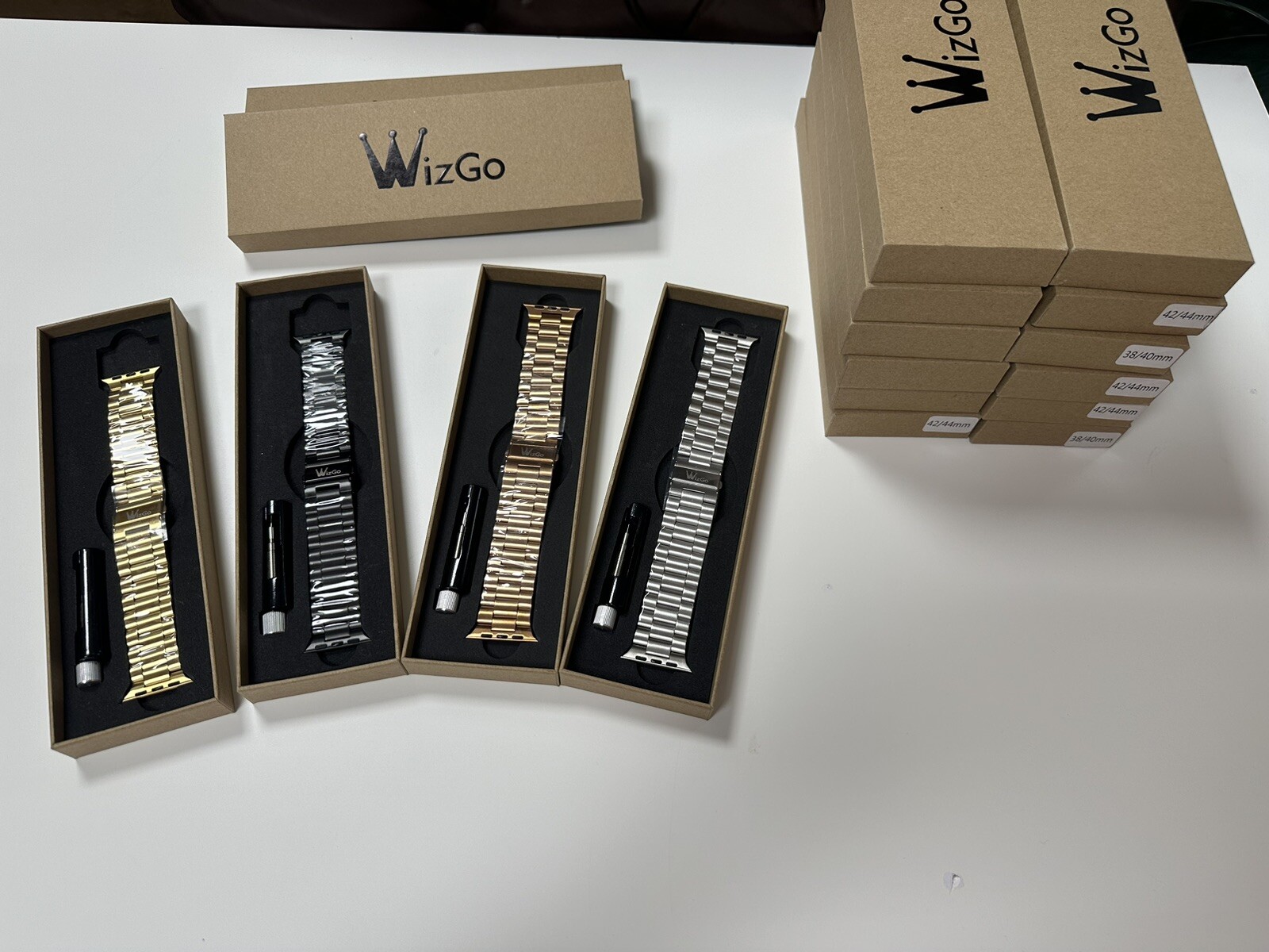 New Gold Silver Black Rose Watch Bands Stainless Steel Lot of 16 sets with apple