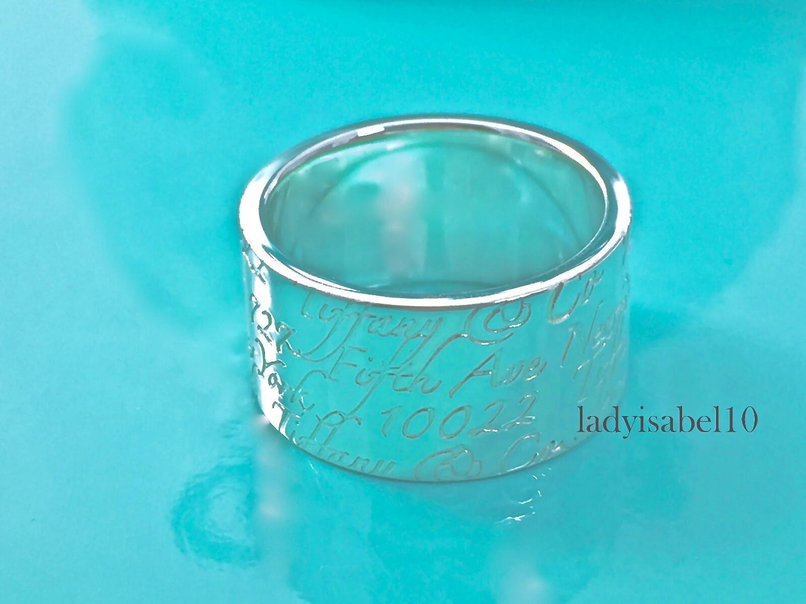 Sz 5.25 Tiffany & Co. Notes Wide Band Ring 925 Silver w/ Pouch – Authentic