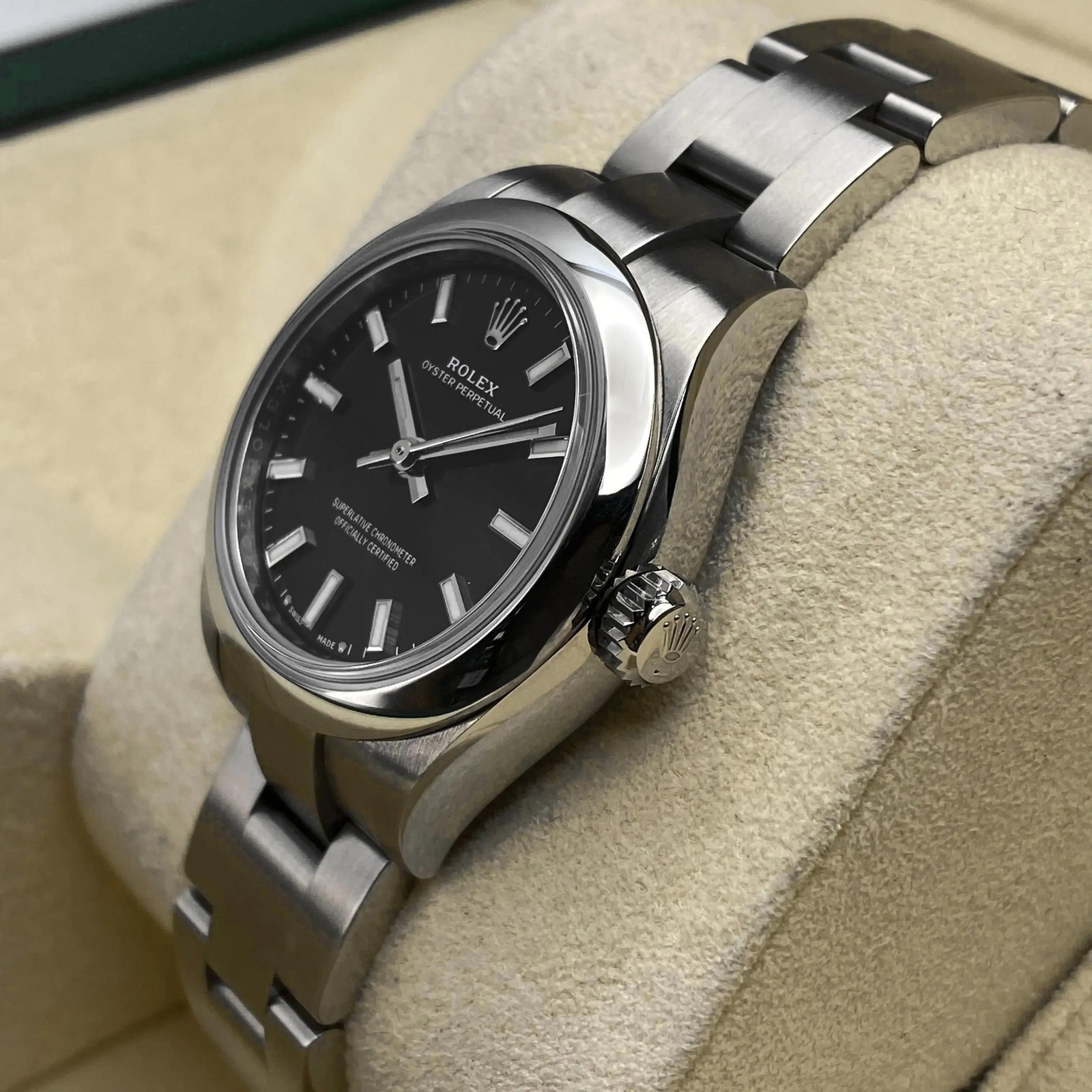 Rolex Oyster Perpetual 28mm Steel Black Dial Automatic Ladies Watch 276200