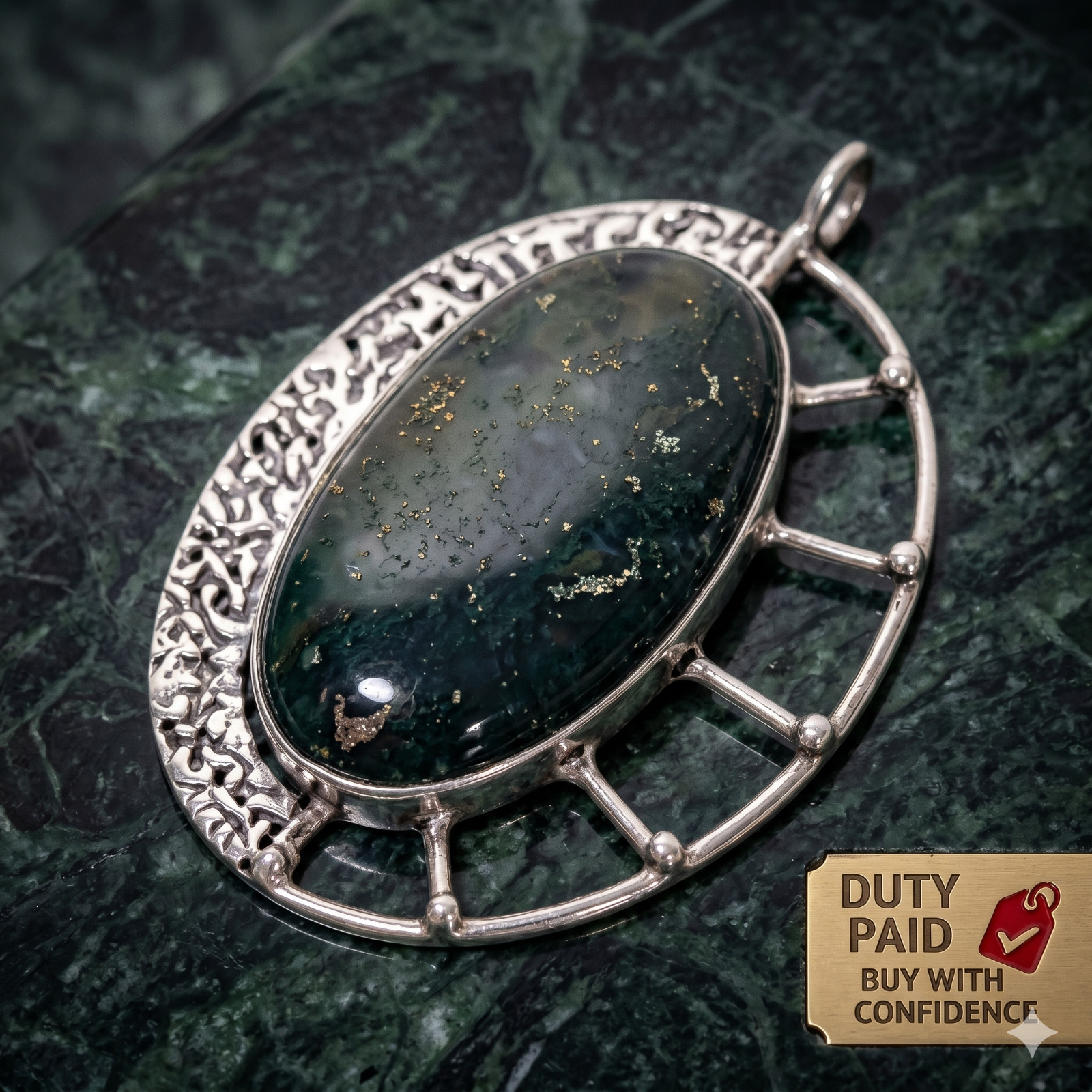 Sterling Silver Oval Genuine Ocean Jasper Sister Anniversary New Pendant Jewelry