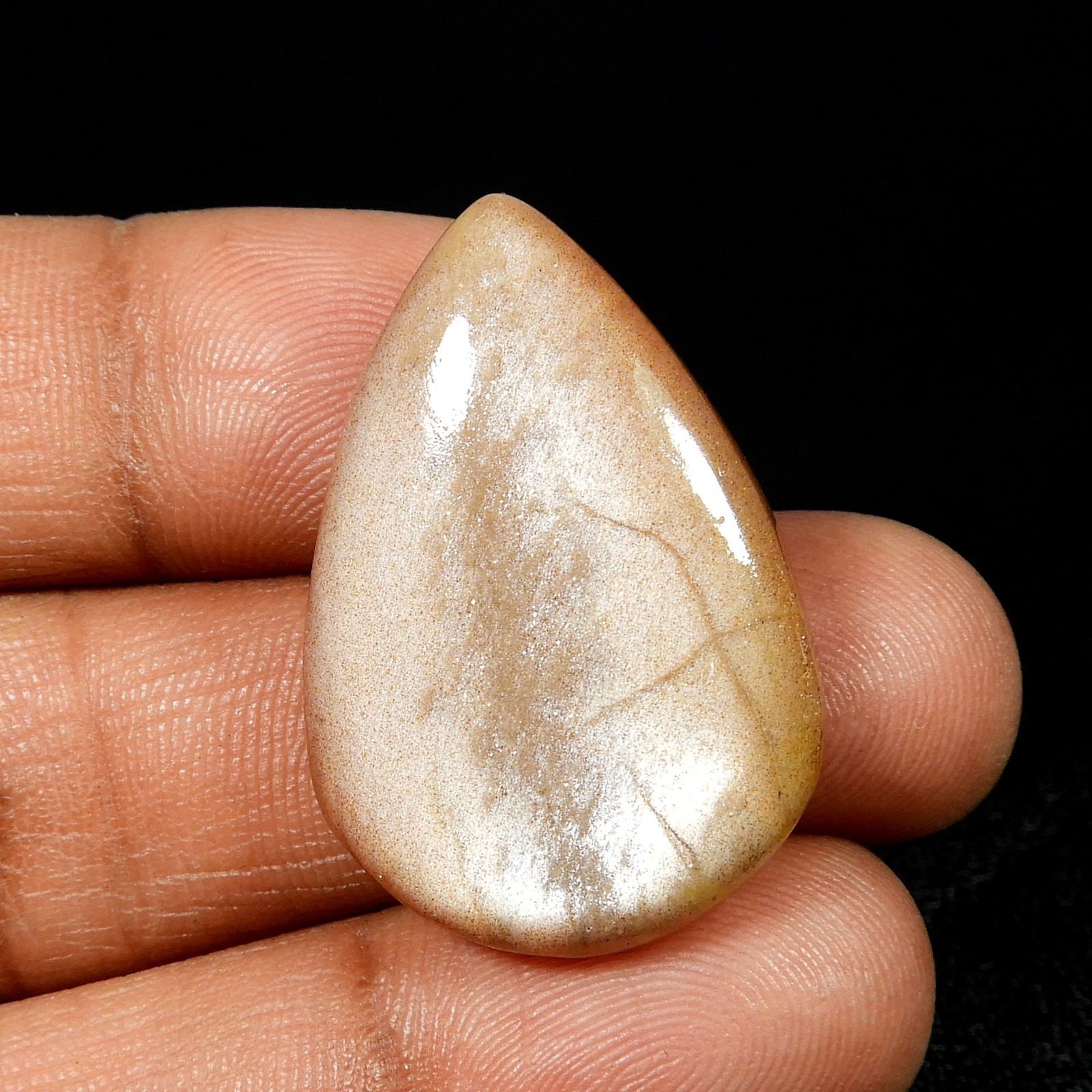 Natural Peach Moonstone Flashy Cabochon Pear Shape Gemstone Loose 35 Cts MN-04