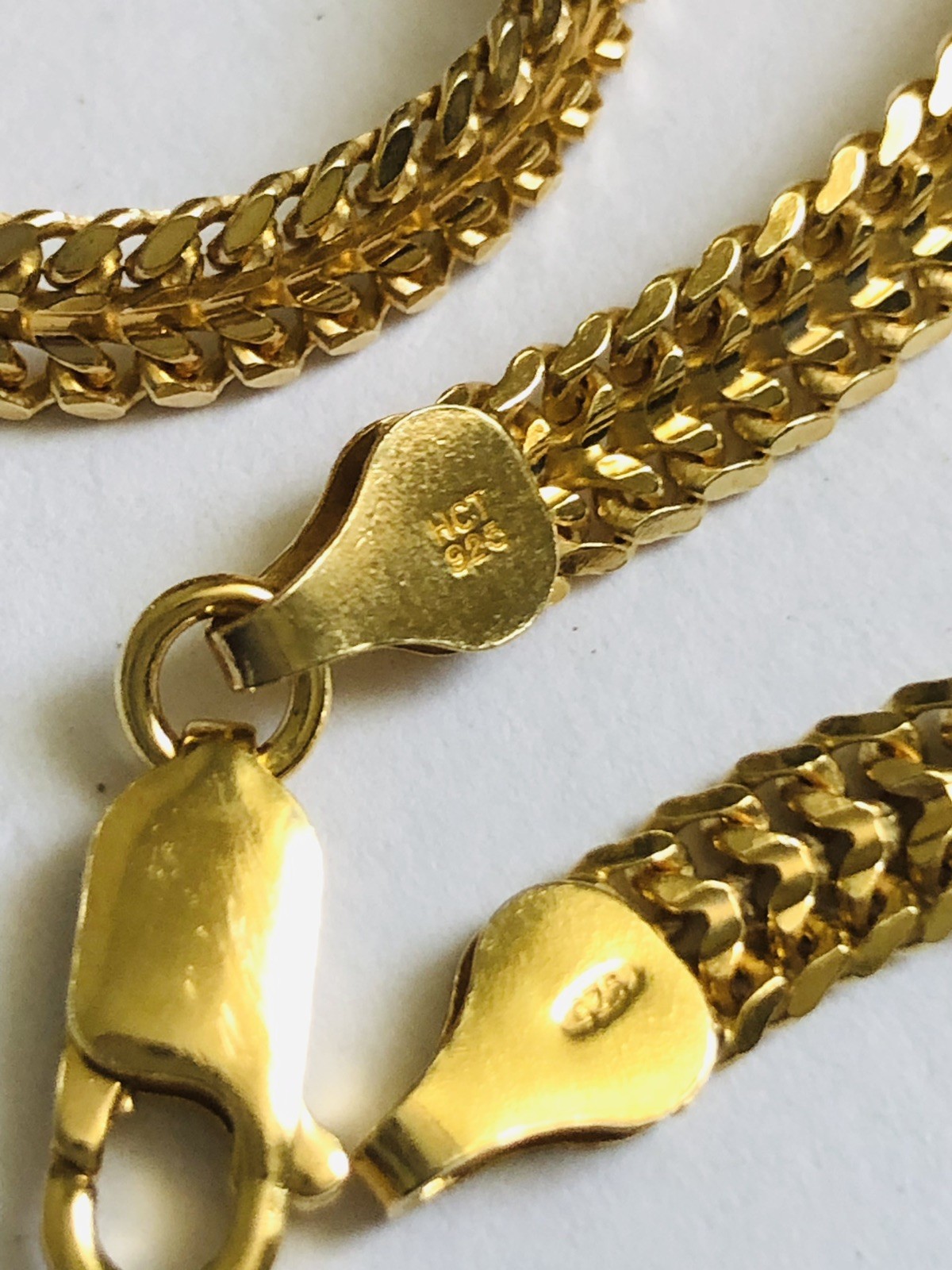 Vtg 925 Vermeil Yellow Gold HCT Italy,Beautiful Shiny Long Necklace,Heavy 29grms