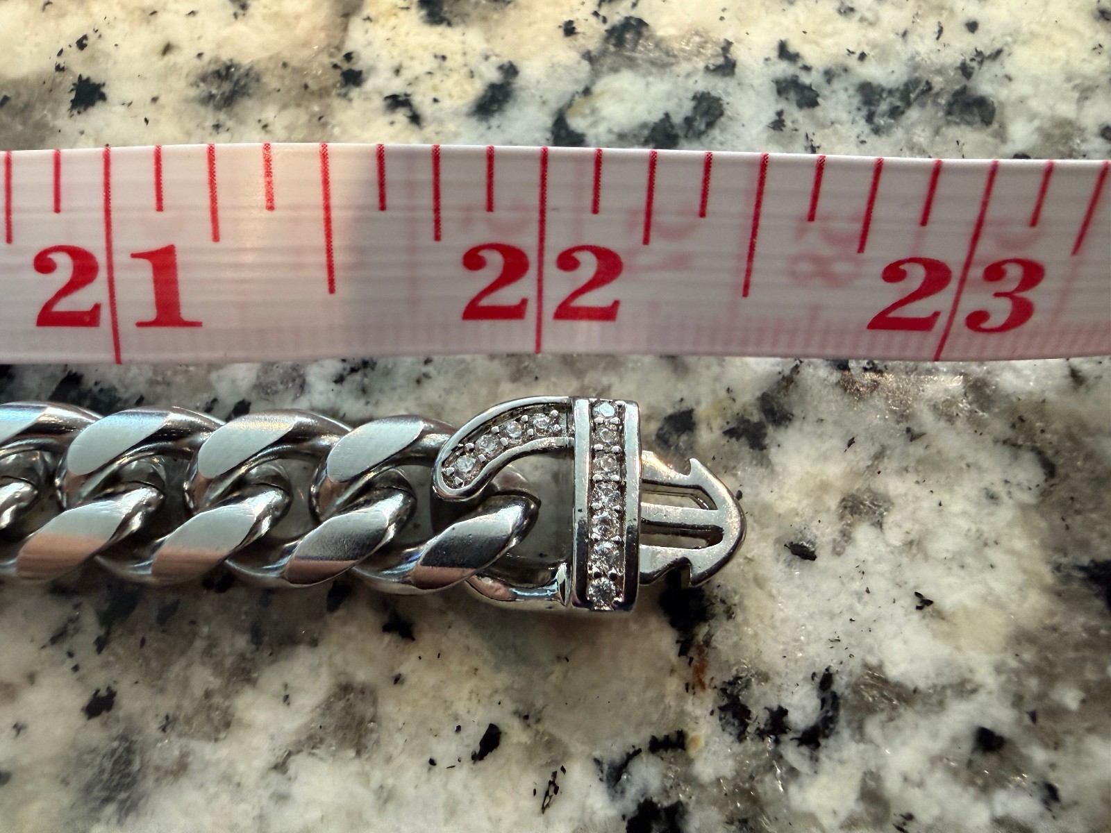 Thick Stainless Steel Cuban Link Chain Necklace 23 Inch 10.2mm Iced Box Clasp Si