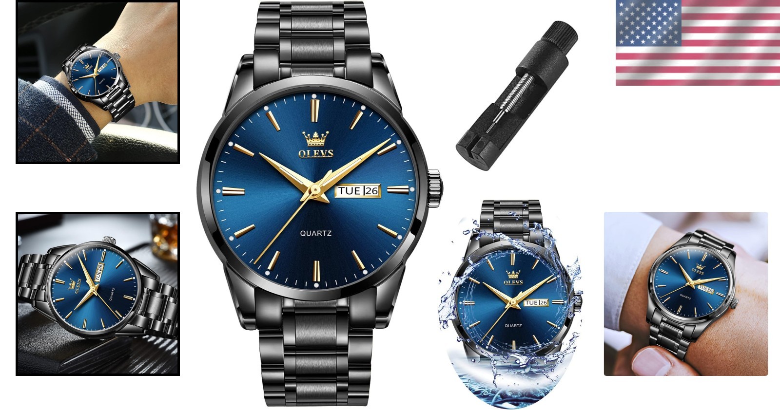 Men’s Casual Luminous Watch – Waterproof, Stylish Blue and Black Design