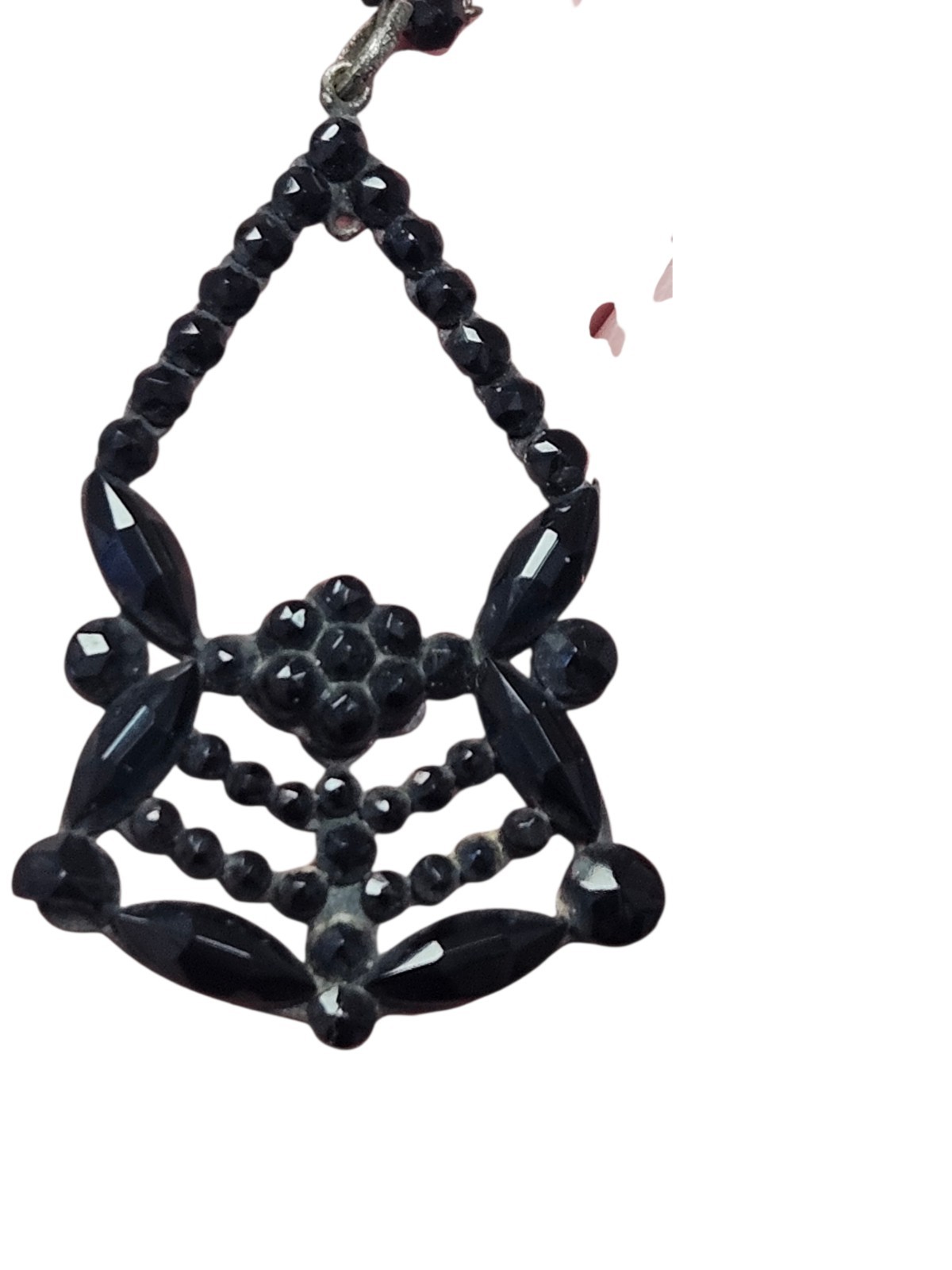 Victorian Mourning Festoon Sautoir Vintage Faceted Black 48″ Gothic Revival