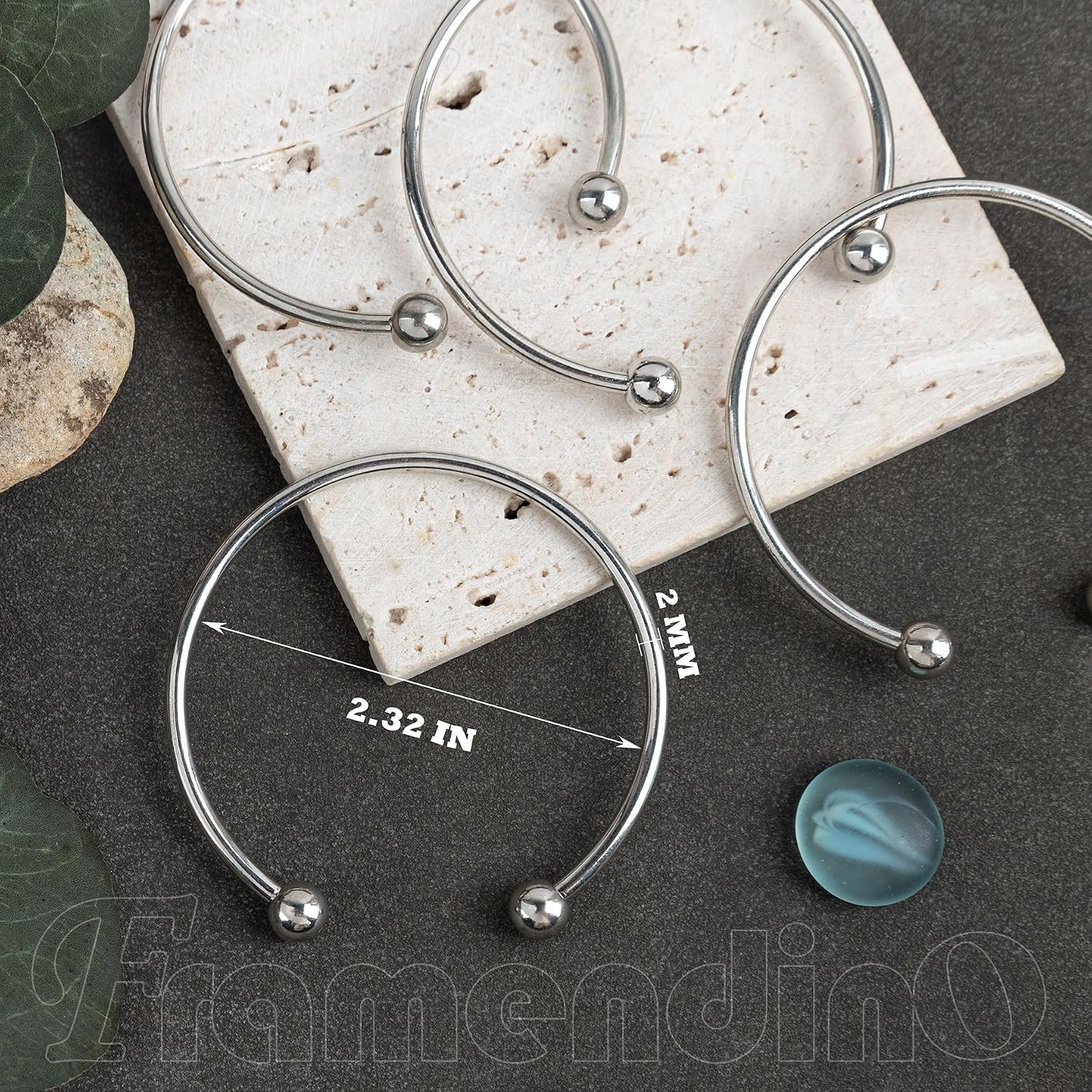 Framendino, Ball Opening Adjustable Wire Blank Beadable Bracelet Expandable Cuff