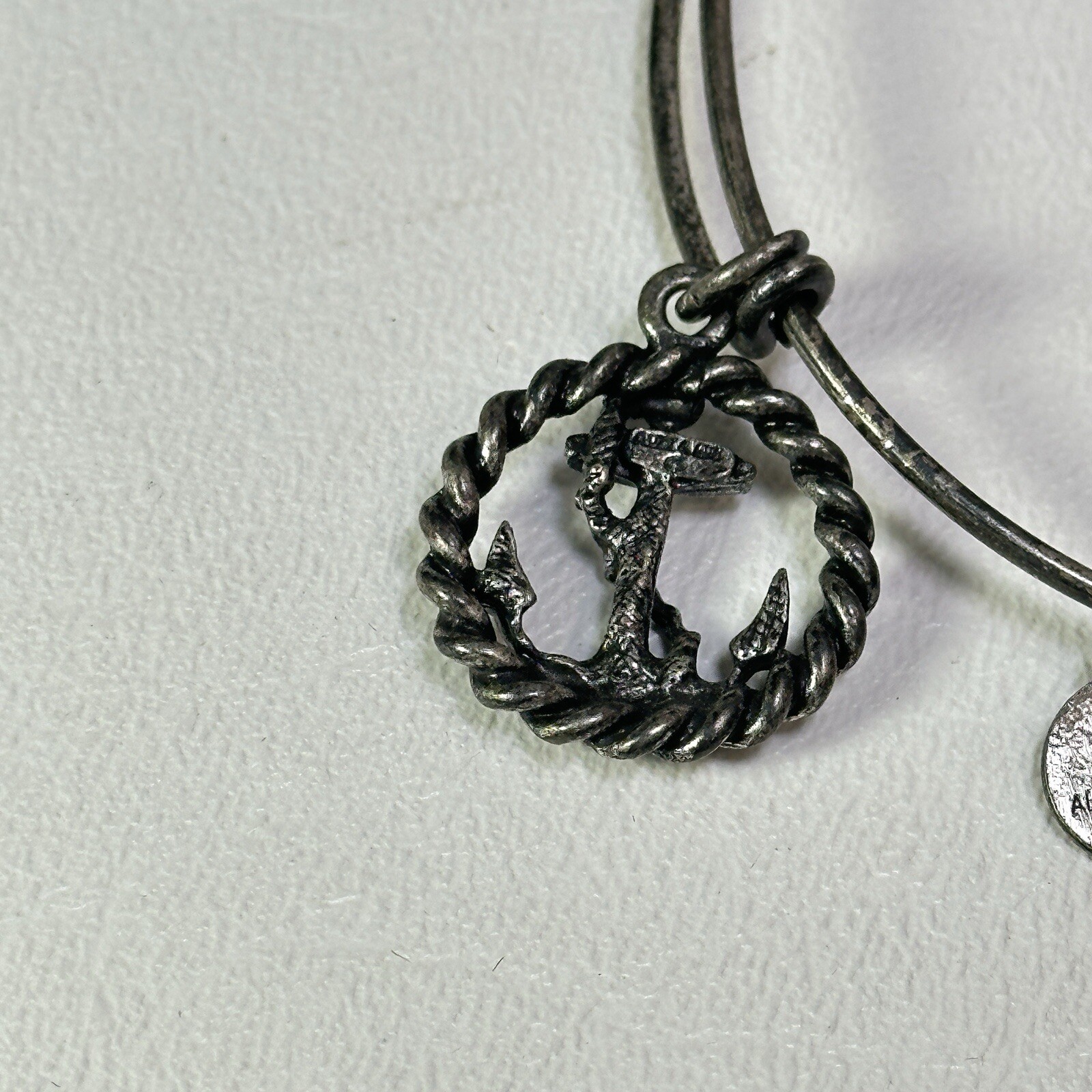 Alex & Ani Bracelet Nautical Anchor Charms Bangle Rafaelian Silver Tone Finish