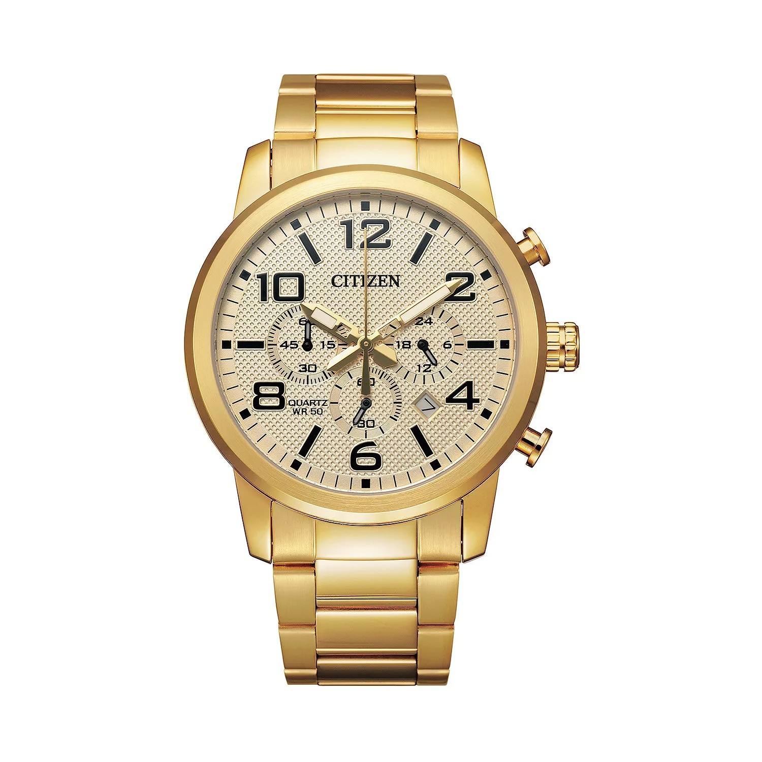 Citizen AN8052-55P Men’s Gold Tone Gold Dial Stainless Steel Chronograph Watch