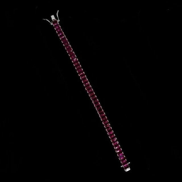 9CT Emerald Cut Lab Created Ruby Women’s Tennis Bracelet 14K White Gold Plated
