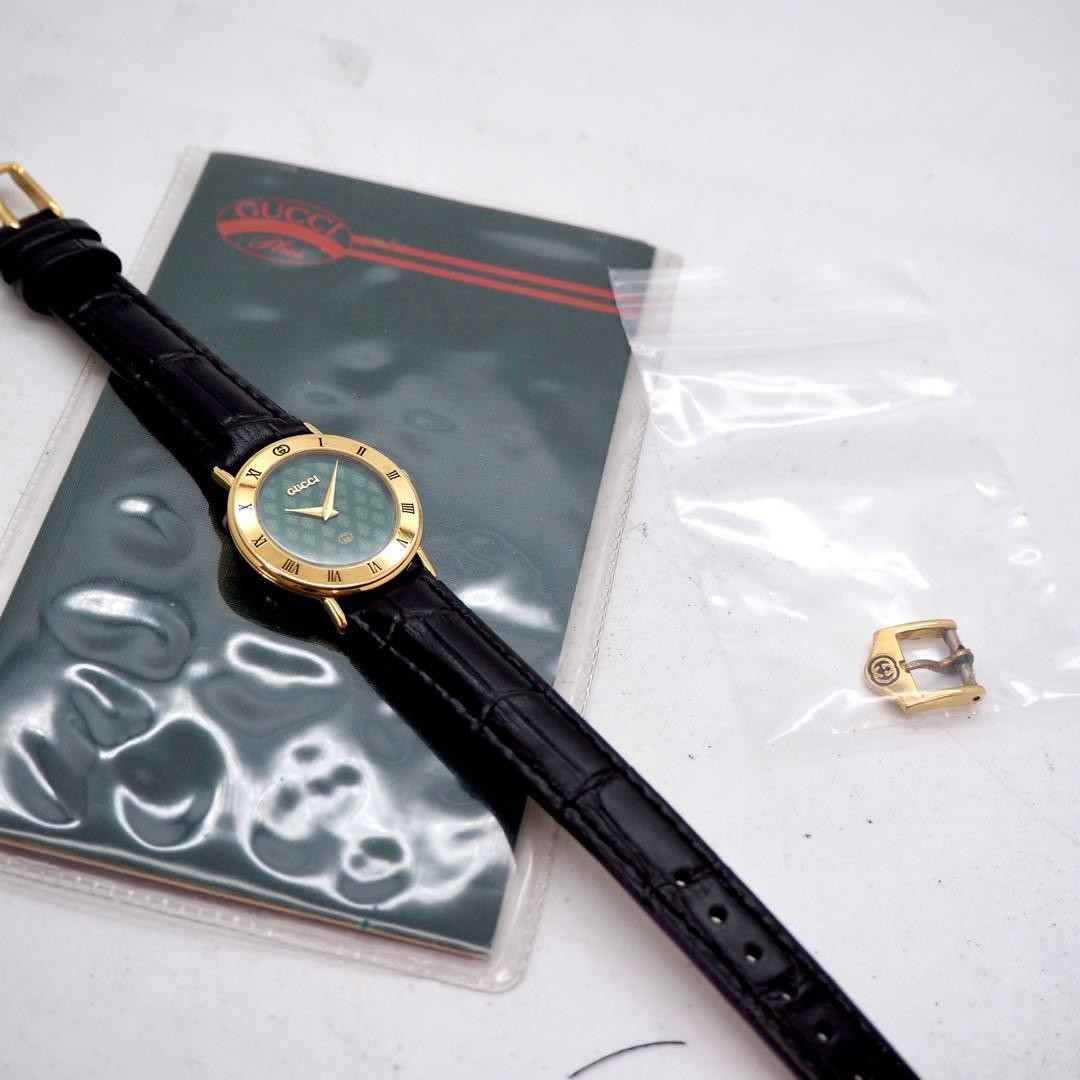 Gucci 3000L Ladies Watch Green Interlocking Quartz Japan 0713391
