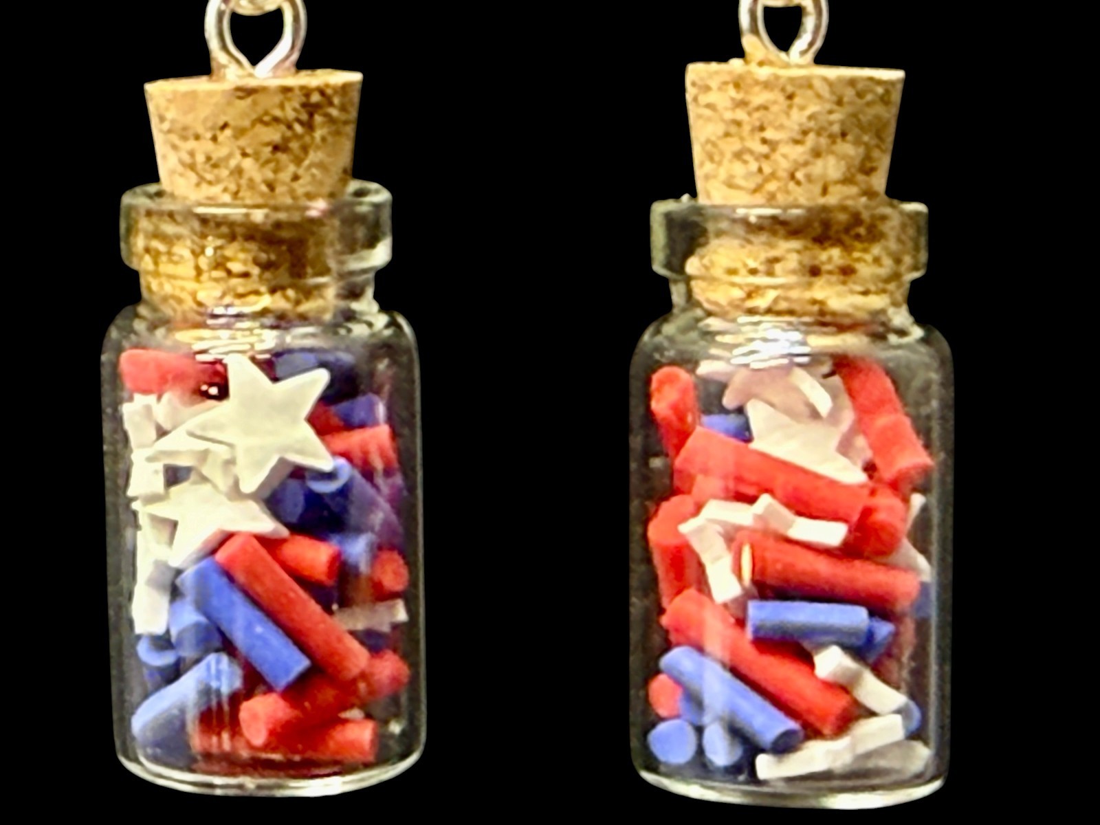 Handmade Resin Red White and Blue Earring Set