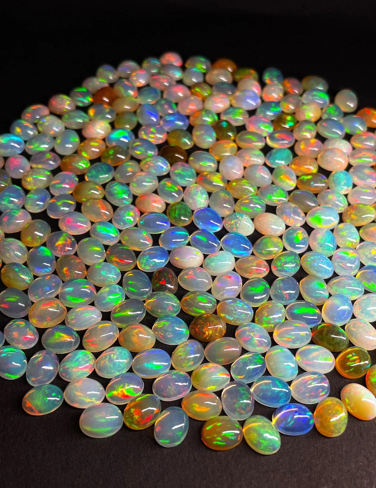 10 Pieces Lot Natural Ethiopian Opal Oval Cabochon Welo Multi Fire Opals 6-9 mm
