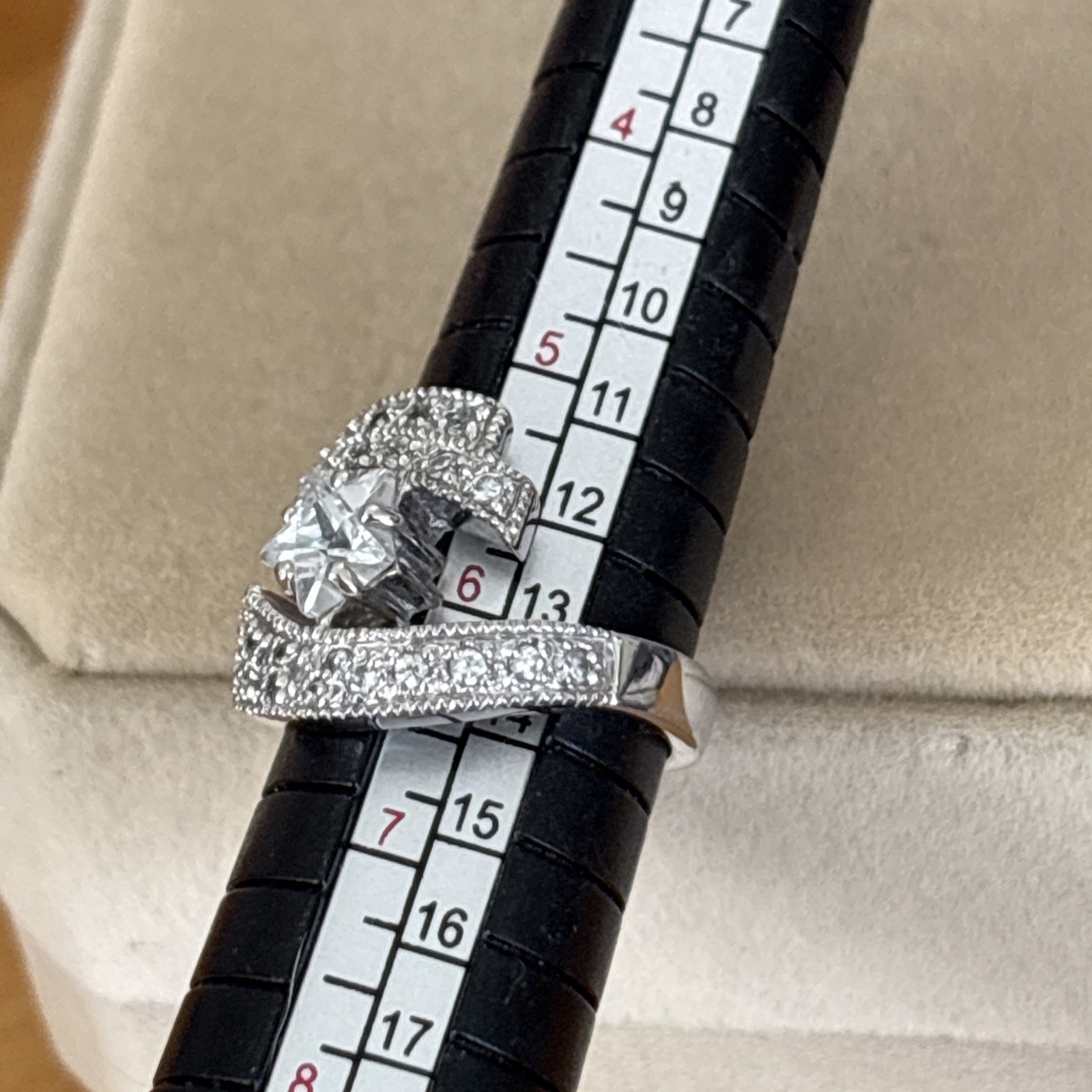 Sterling Silver Palladium Cubic Zirconia Bold Shooting Star Ring Size 6