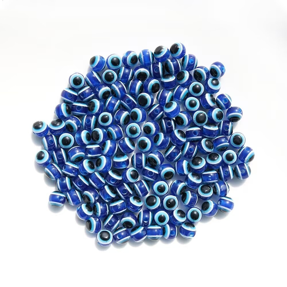 1000Royal Blue Acrylic Kabbalah Hamsa Nazar Evil Eye Ball Round Beads 6mm (1/4″)