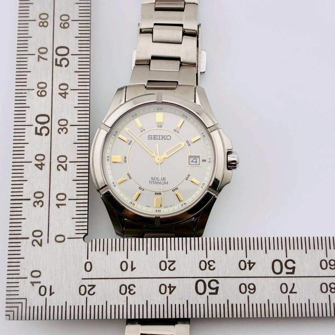 SEIKO Men’s Watch, Date Display, Original Strap, Solar Powered, Titanium