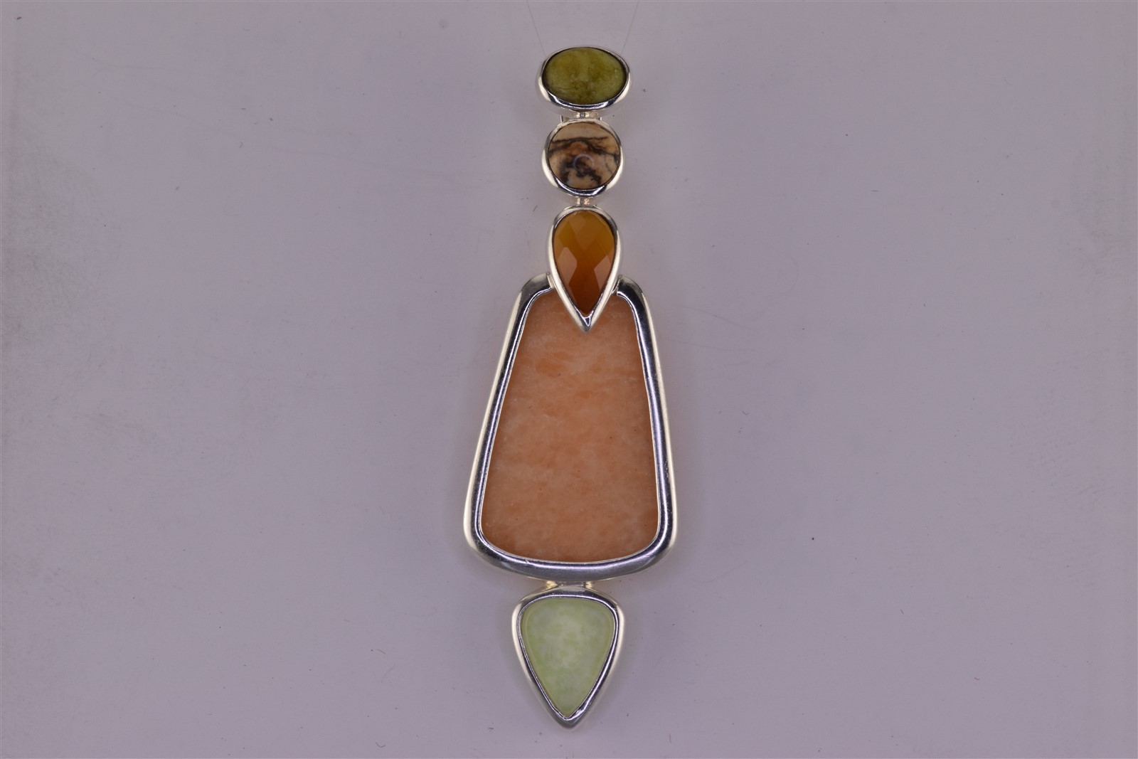 Whitney Kelley Sterling Silver 61mm x 20mm Jasper Agate Aventurine 925 Pendant