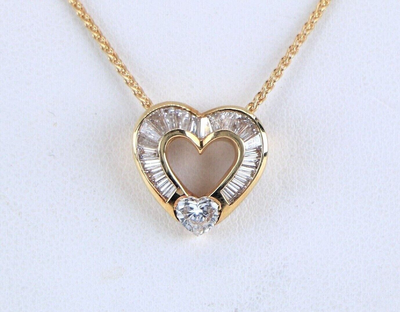Heart Simulated Diamond Women’s Stunning Heart Pendant In 14K Yellow Gold Plated