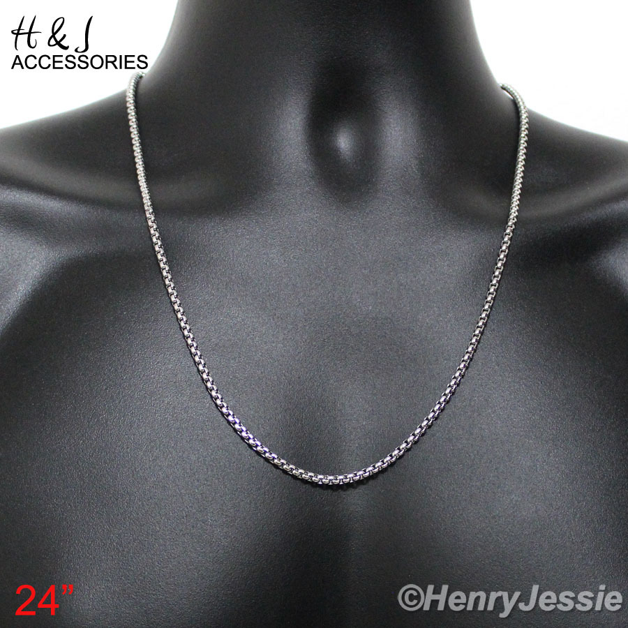 18-36″MEN Stainless Steel 3mm Silver Box Link Chain VIRGIN MARY Pendant*P26