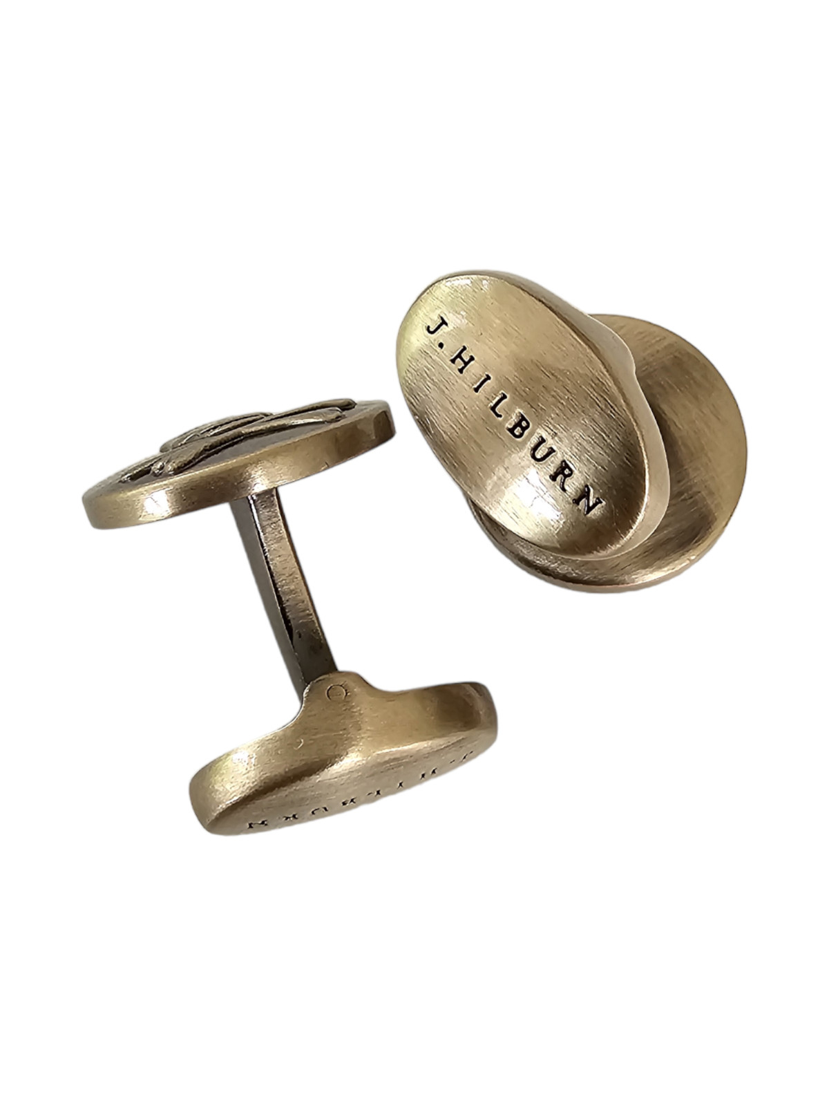 J Hilburn Skull & Crossbones Brushed Bronze Cufflinks – Made in United Kingdom