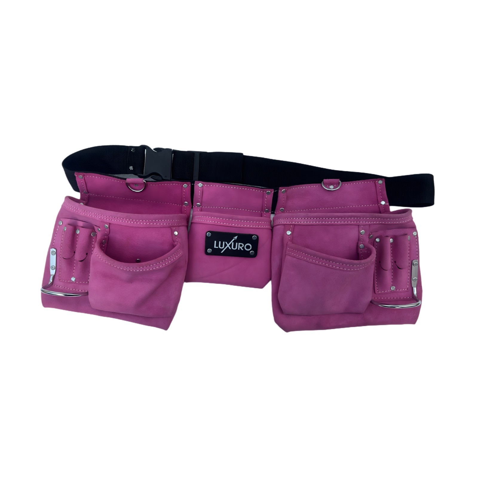 Dark Pink Tool Belt Pouch 11 Pocket Hammer Holder Heavy Duty Durable Work Belt
