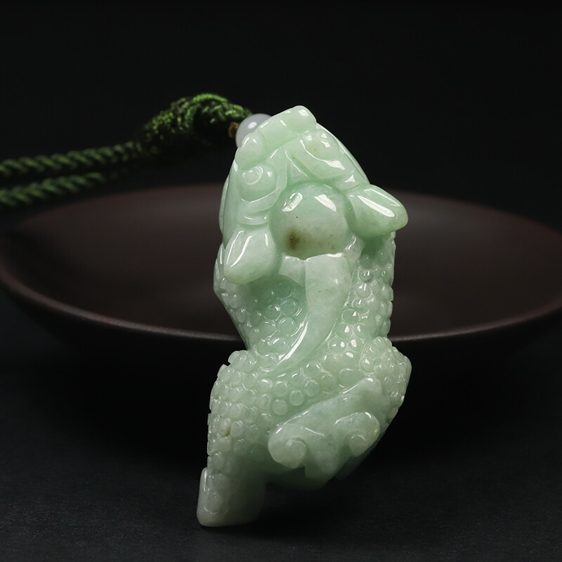 Certified Grade A 100% Natural Green Jadeite Jade Pendant Handmade Pixiu CF76907