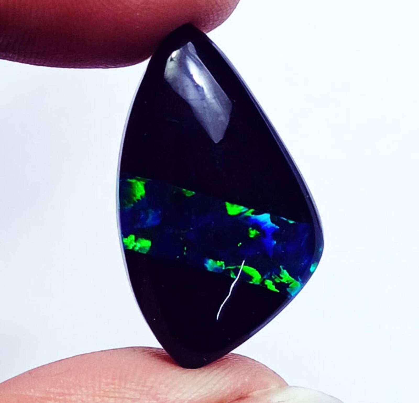 17.20 Ct Natural Opal Black Onyx Doublet Loose Gemstone 26x16x6 mm ~ Free Gift