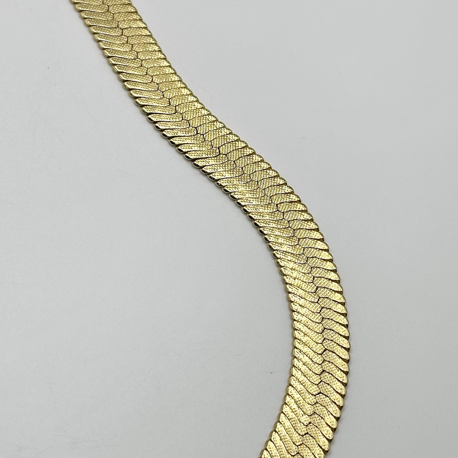 Gold Plated Herringbone Chain Necklace Flat Snake Statement Chain Men Women 20”