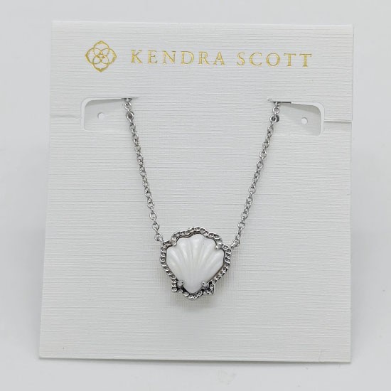 New Kendra Scott Brynne Silver Short Pendant Necklace In Ivory Shell
