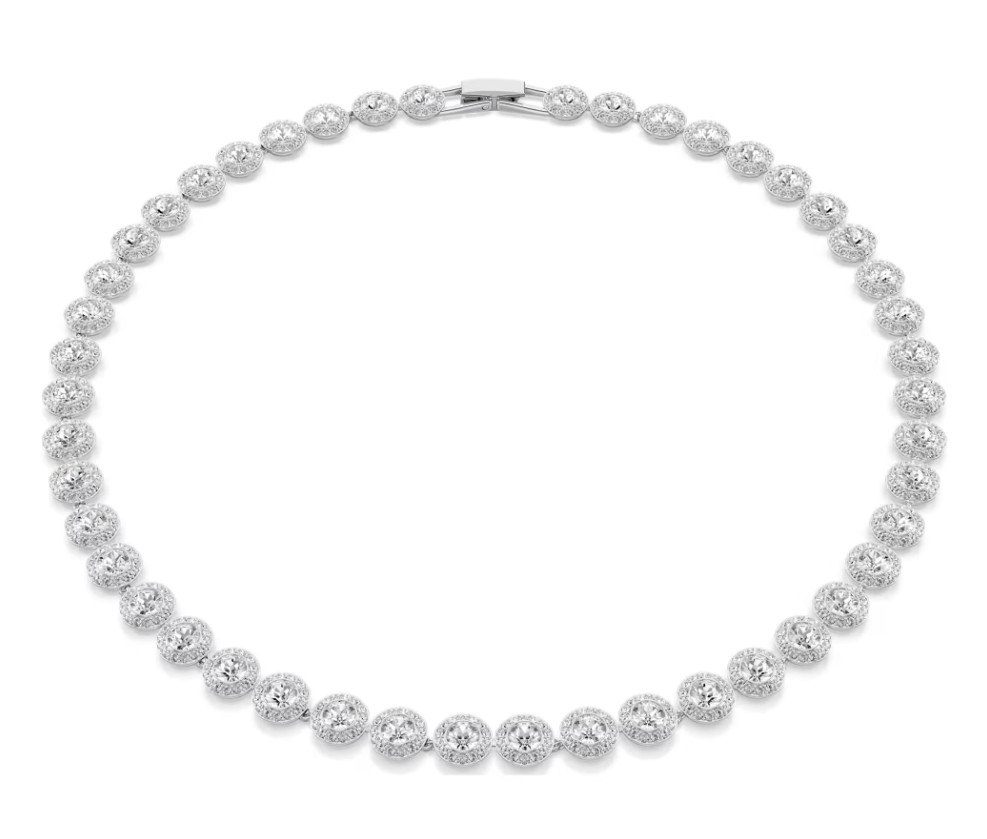Swarovski Una Angelic necklace Round cut, Medium, White, Rhodium plated