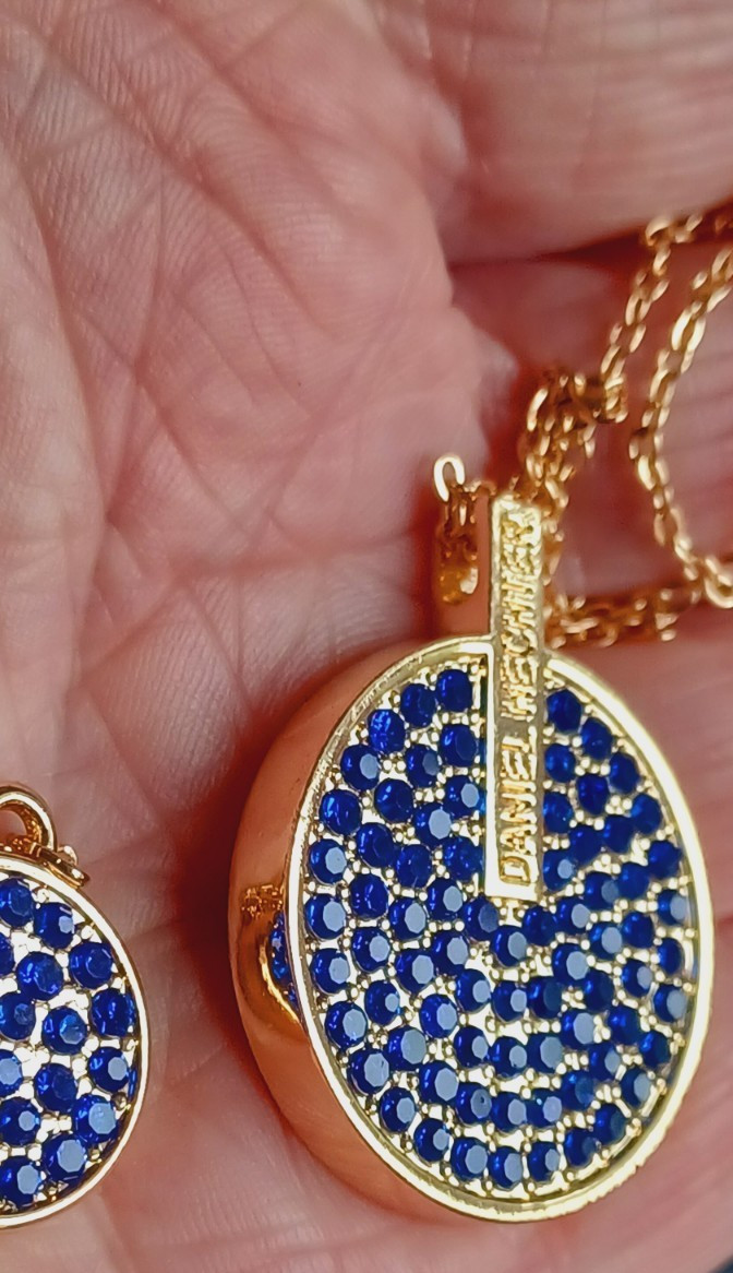 Daniel Hechter Necklace & Bracelet Set Blue Rhinestones Gold Tone Jewellery Gift