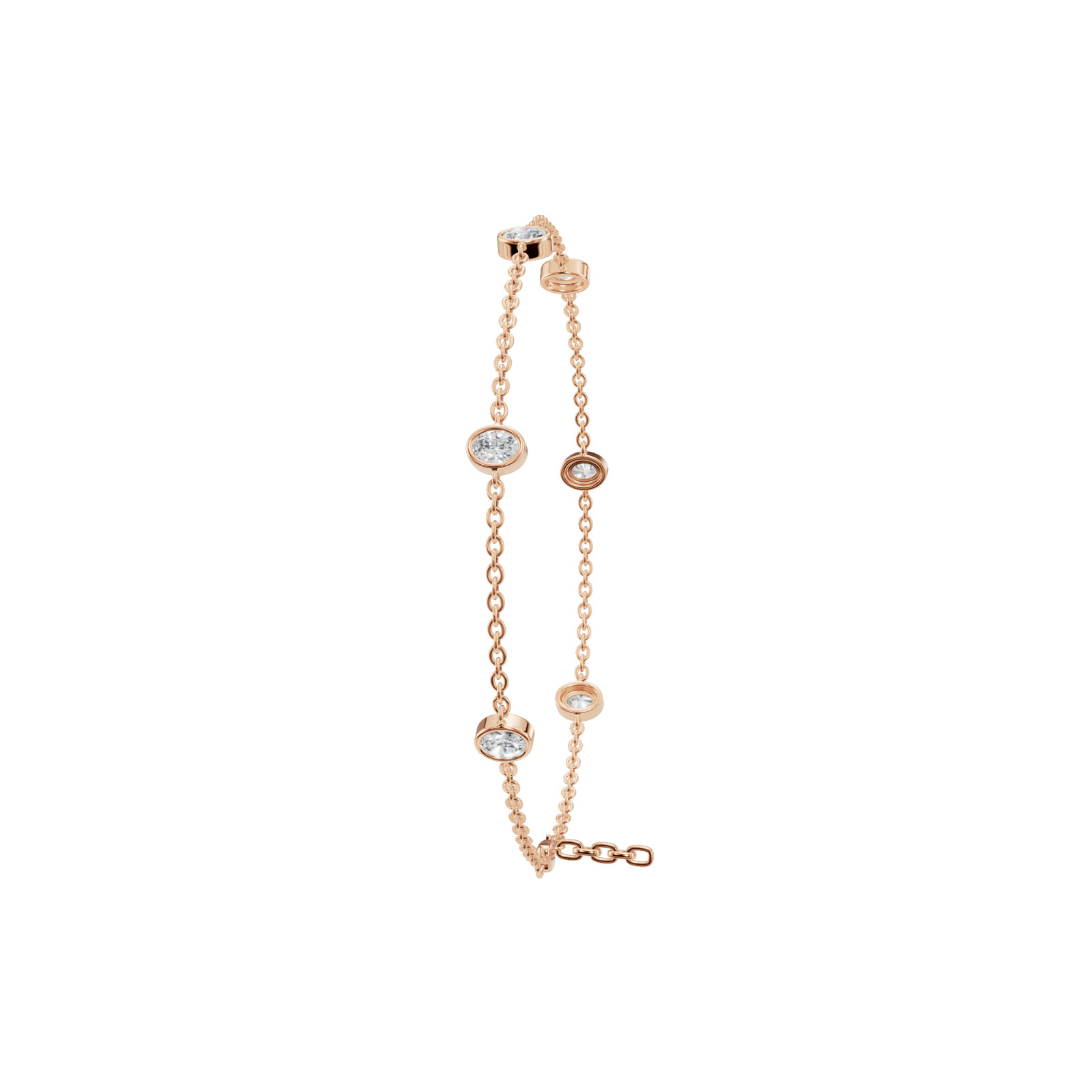 Eterna Glow Oval Lab Grown Diamond Dainty Charm Cluster Bracelet