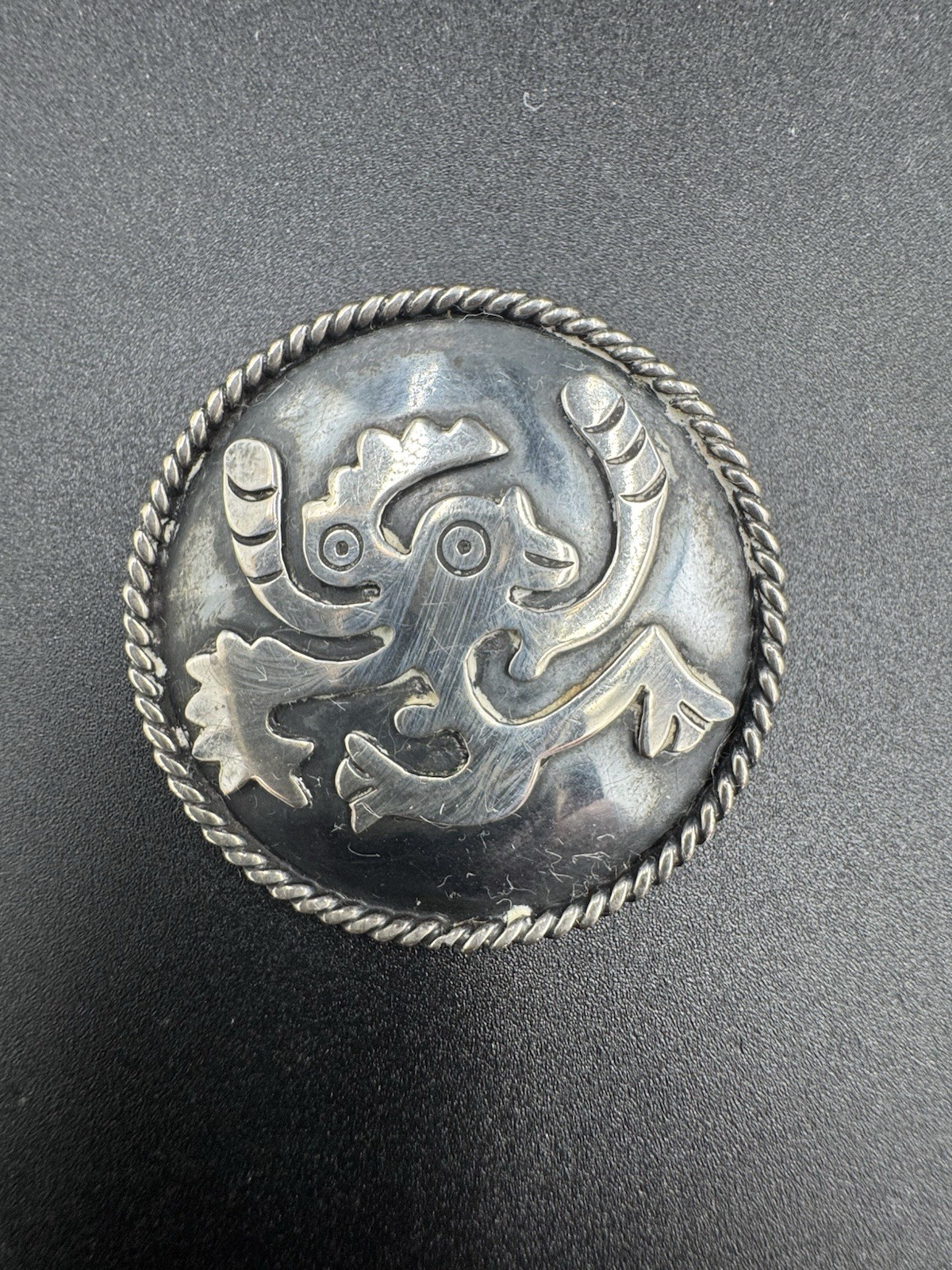 Vintage Taxco Sterling Silver Aztec Quetzalcoatl Mythical Serpent Brooch Pin Mex