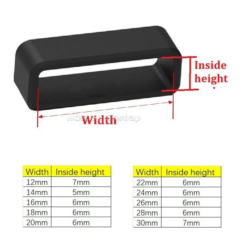 4Pcs Black Watch Band 22mm Silicone Loop Ring Strap Holder Accessories