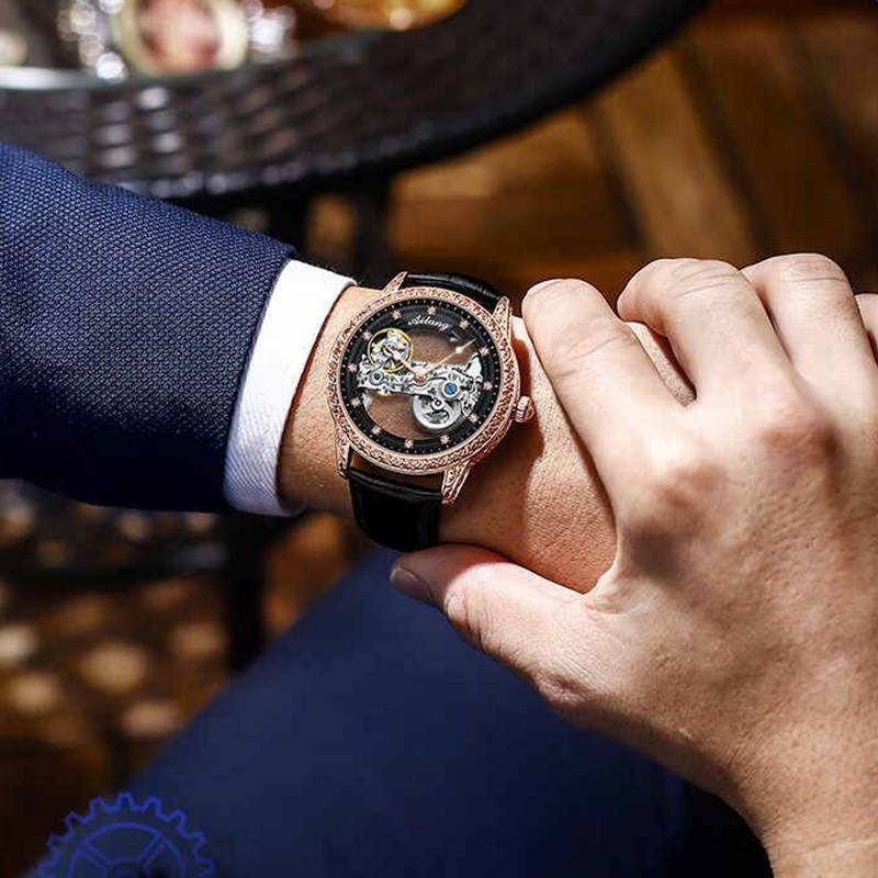AILANG Men’s Automatic Mechanical Wristwatch Bridge Skeleton Sapphire Luminous
