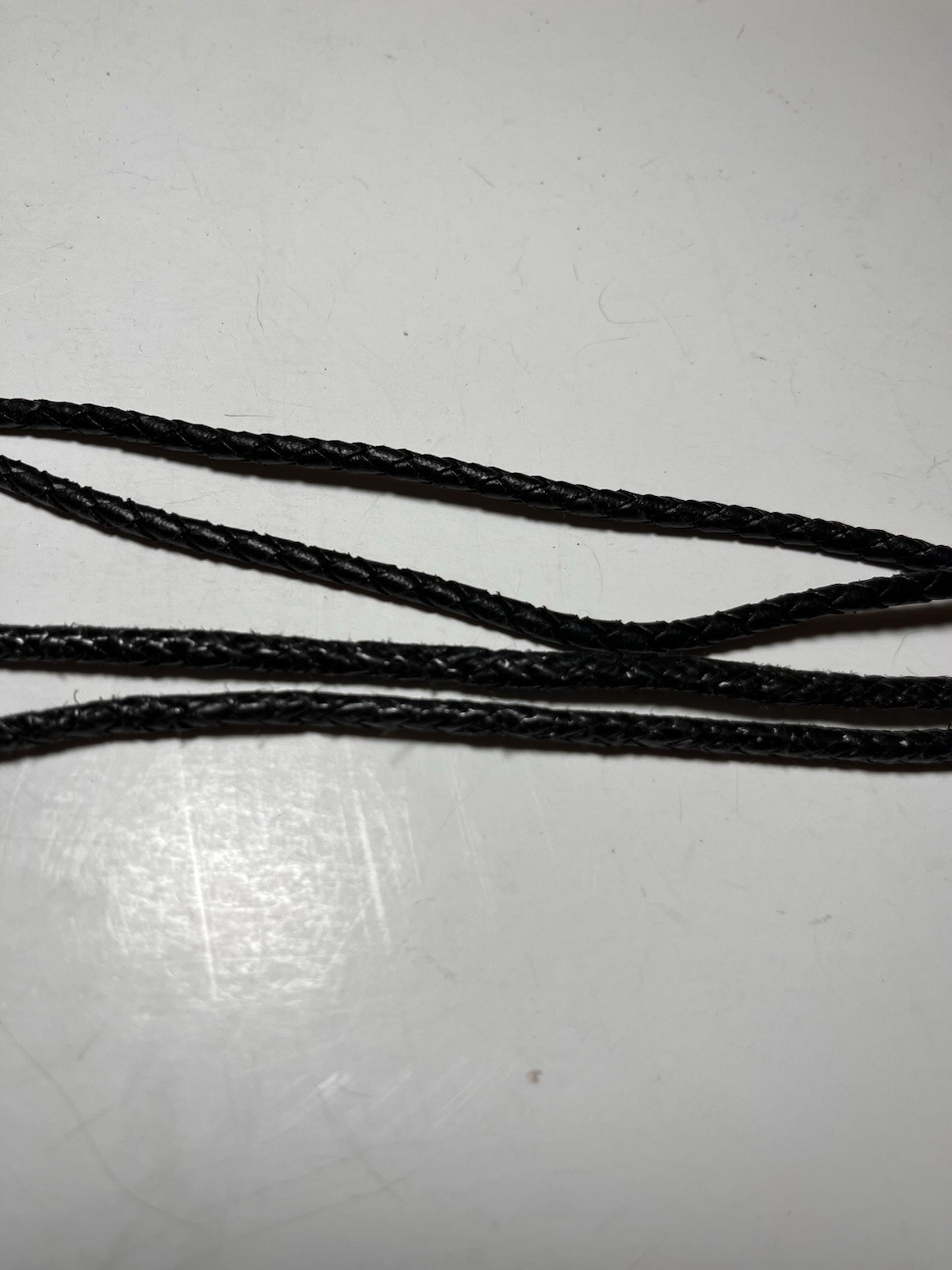 Set/2 Woven Leather Bolo Ties Diff Lengths 2 Tones Repair Needed