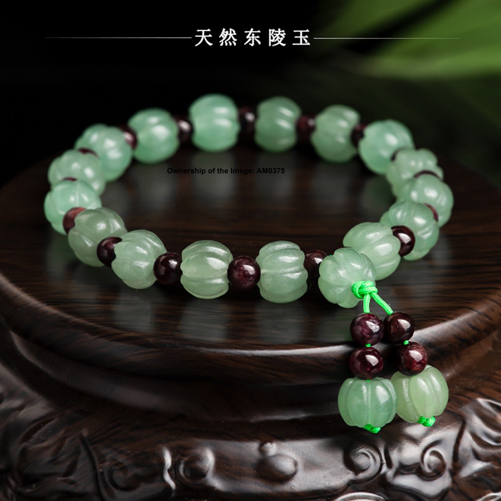 New Natural Grade A Jade Green Aventurine Pumbkin Bead Women’s Bracelet 14-16cm