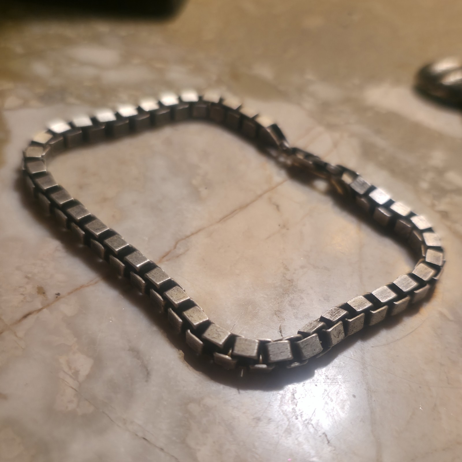 Karizia S.p.A. 925 Italy Sterling Silver Box Chain Bracelet Link, Lobster Clasp