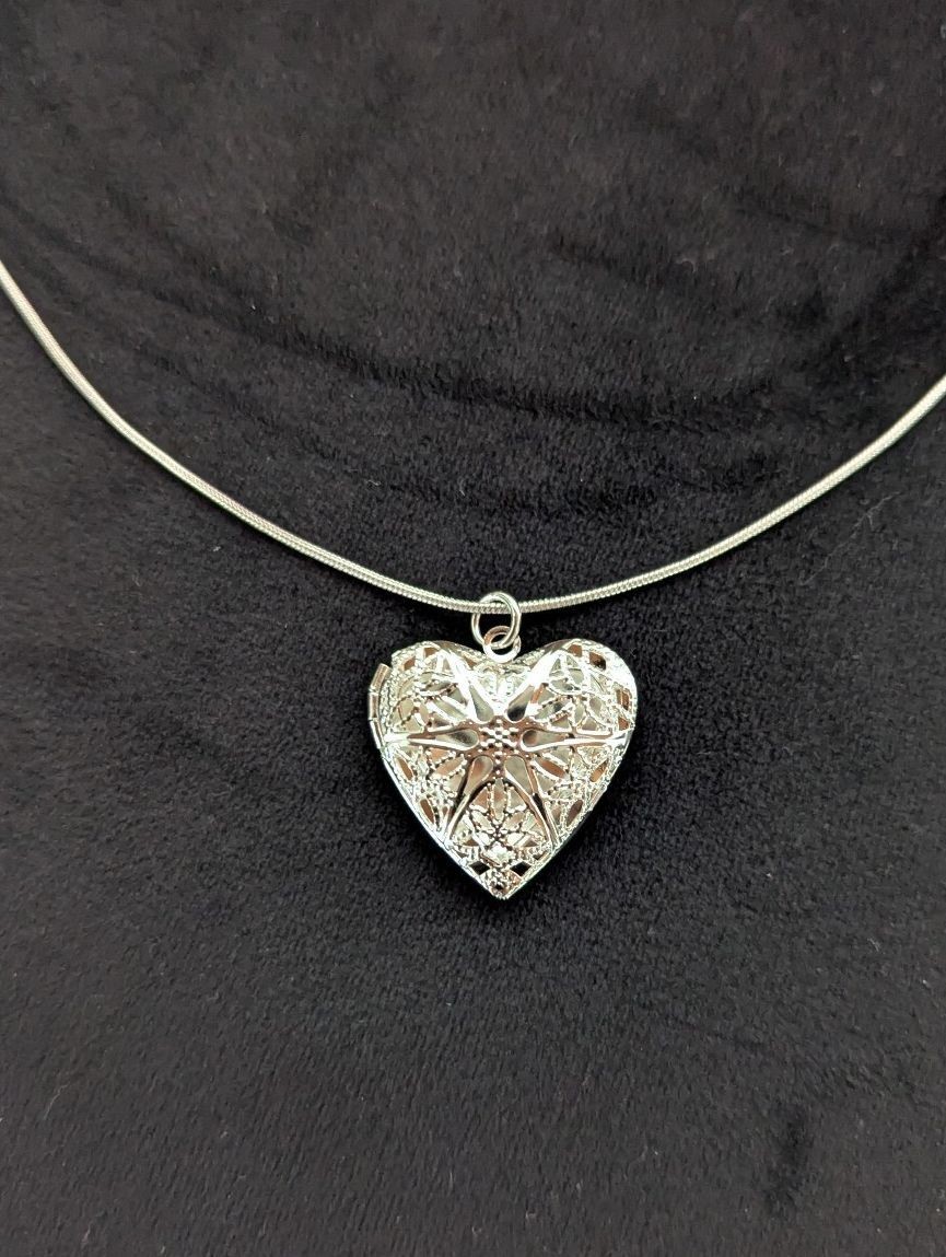 Sterling Silver 925 Heart Locket Necklace Pendant