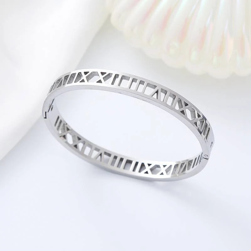 Stainless Steel Bangle Bracelet Women Rose Gold/ Silver/Zircon Diamond Variation