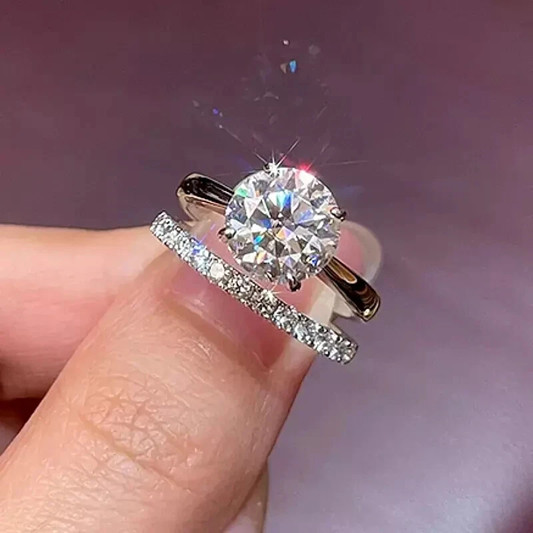 2.5CTW Round Cut VVS1 Moissanite Matching Wedding Band 14k White Gold Plated