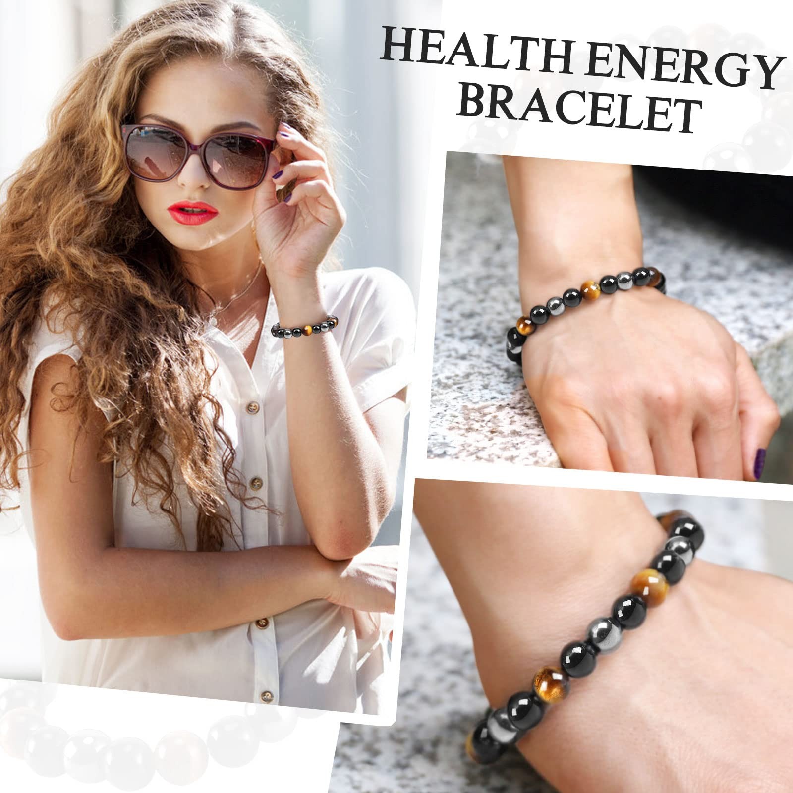 Triple Protection Bracelet, Tigers Eye – Black Obsidian and Hematite Beaded B…