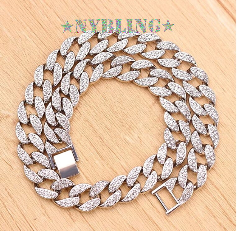 16MM ICED Miami Cuban Choker Chain Necklace or Bracelet Mens Plated CZ Jewelry