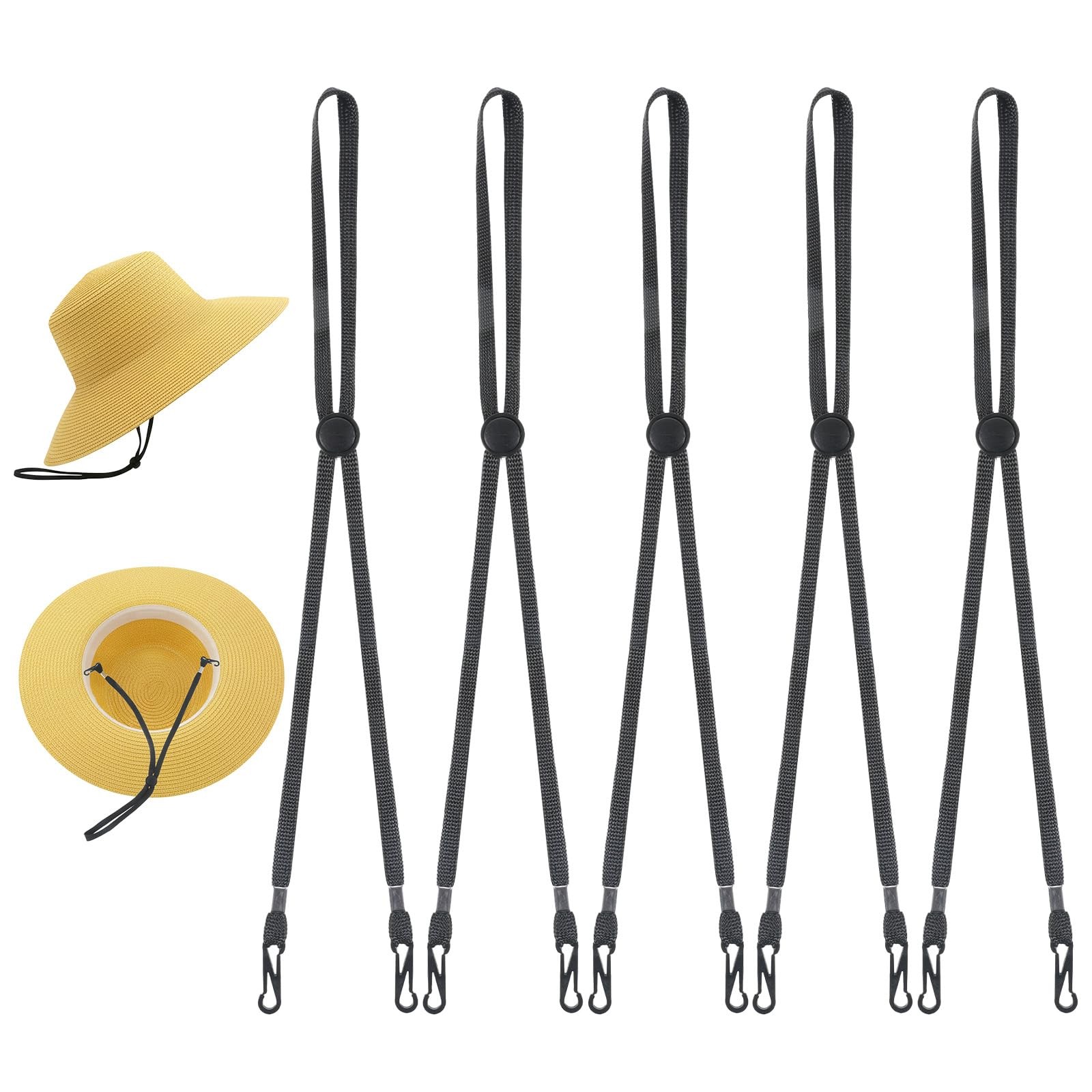 5 Pcs Adjustable Hat Strap, Elastic Hats Removable Chin Cord Windproof AntiLo…