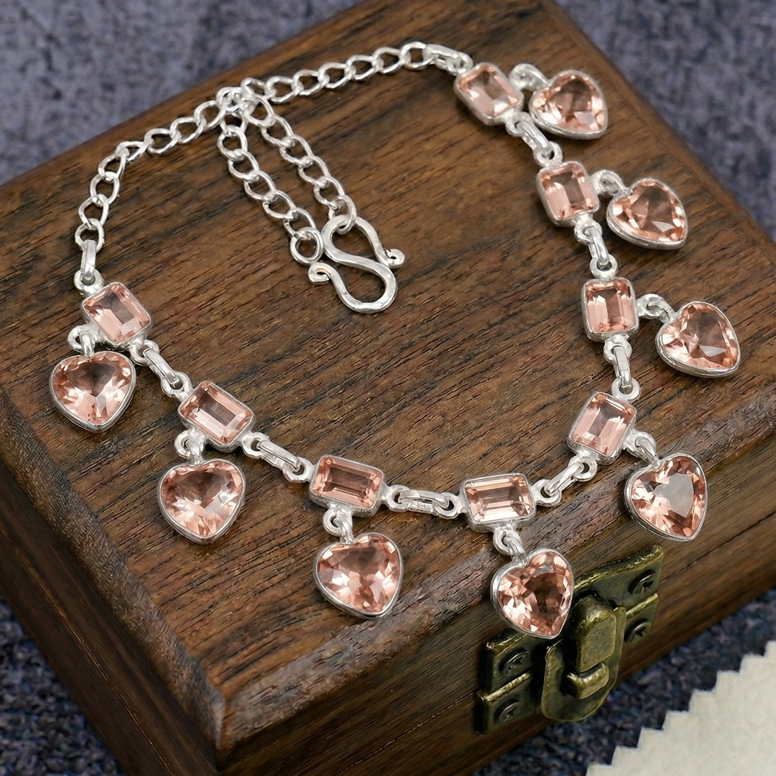 Peach Morganite Gemstone 925 Sterling Silver Bohemian-Style Jewelry Necklace
