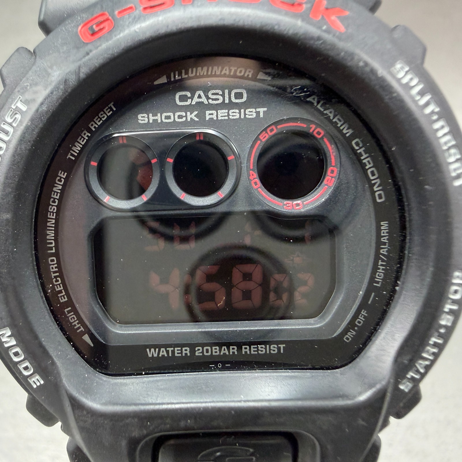 Casio G-Shock DW-6900MS Watch Men 51mm Black Red Alarm Chrono Digital New Batt