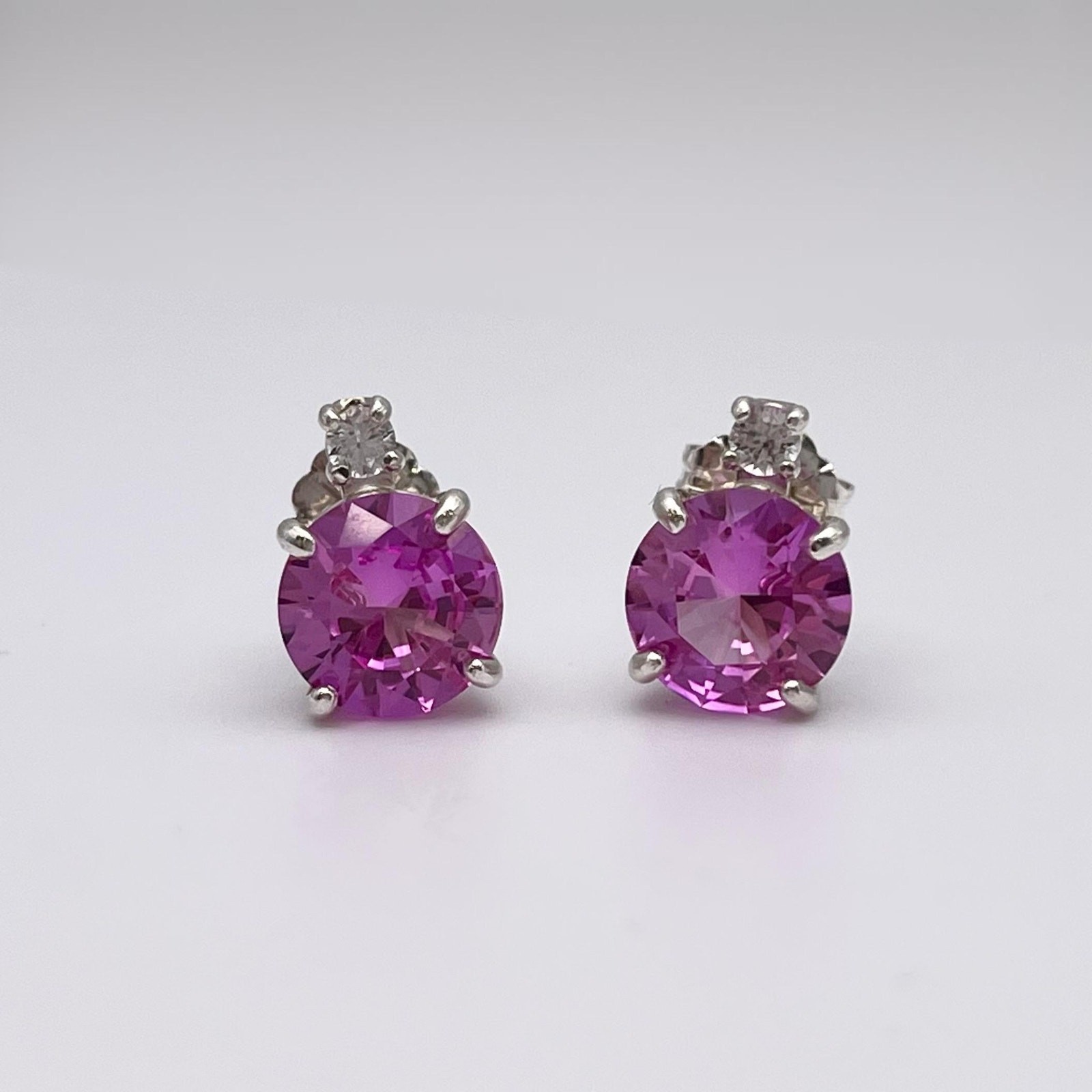 4ctw Brilliant Cut Pink Sapphire Earrings Stud Jewelry Gift September Birthstone