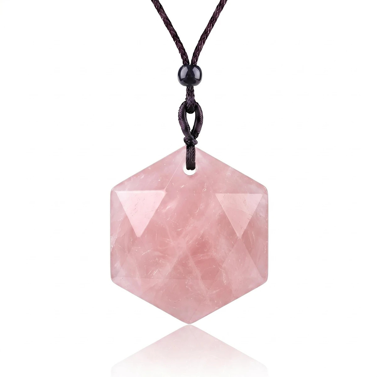 6PCS Hot Sale Mixed Gemstones Star Hexagon Shape Necklaces Adjustable Cord