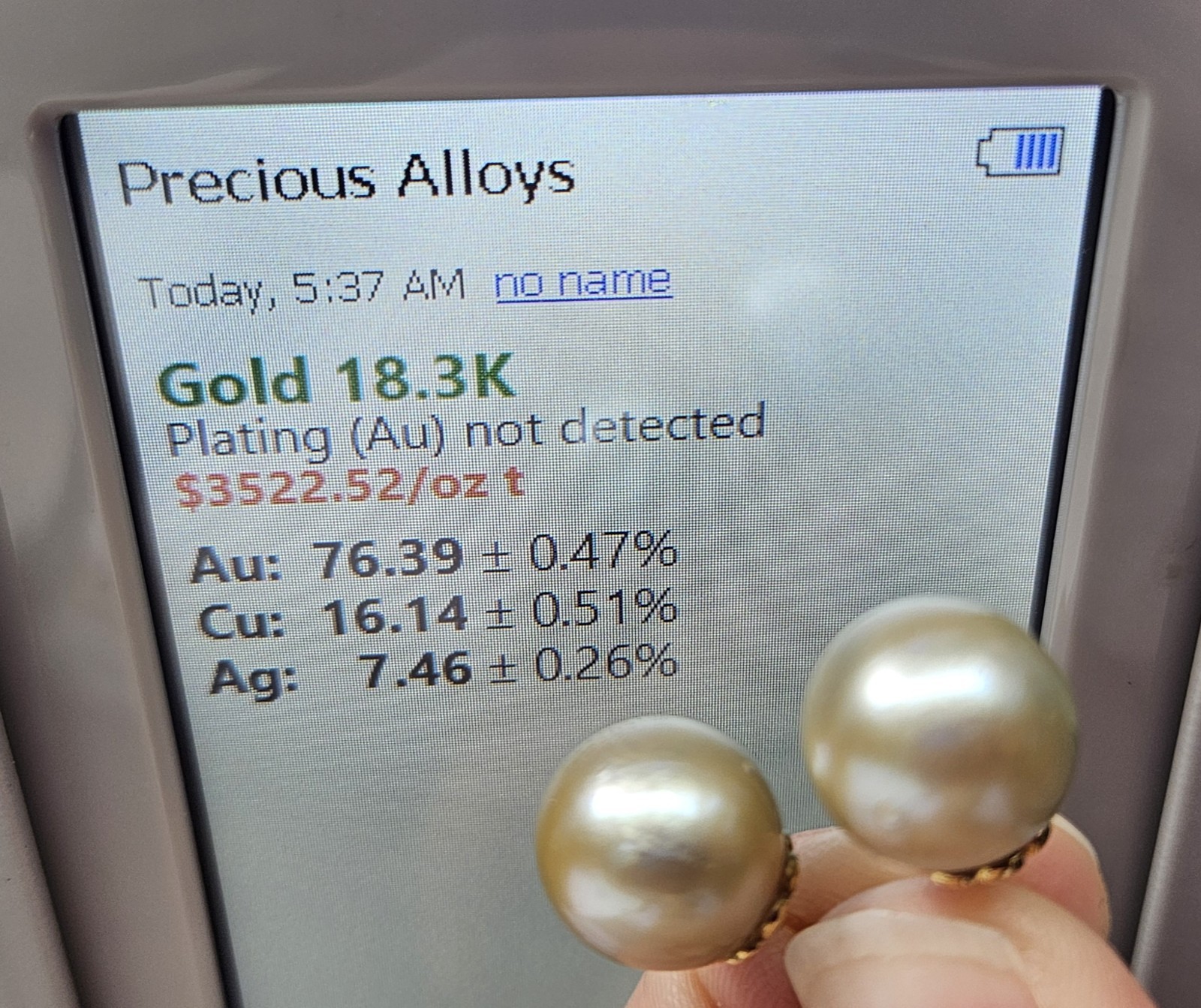 18K Yellow Gold South Sea Cultured Cream Champagne Pearl 12mm Stud Earrings 7g